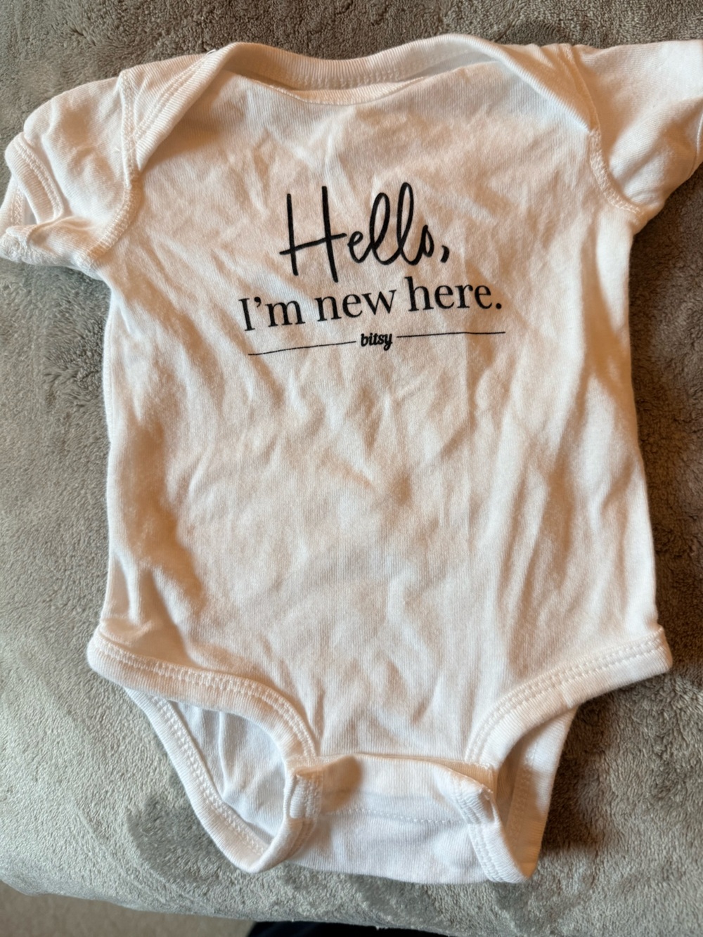Rabbit Skins White Baby Bodysuit with Black Script
